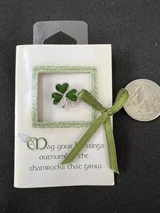 St Patricks' Day Irish Shamrock Pin Green Enamel on Pewter - Picture 1 of 1