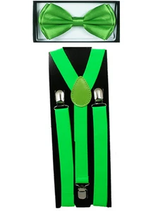 JUEGO COMBO DE COLGANTES Y PAJARITA VERDE CLARO Unisex Suspendedor Ajustable Moño - Imagen 1 de 1