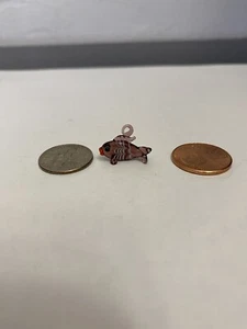 Hand Blown Glass Figurine Handmade Miniature Fish Purple Tiny Bead Pendant - Picture 1 of 4