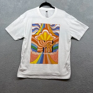 MTV Herren Grafik T-Shirt Weiß Kurzarm Rundhals Trippy Logo Größe XL - Bild 1 von 12