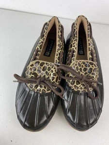 Sperry Women's Size 6 Animal Print Cheetah Low Top Waterproof Duck Boots - Picture 1 of 9