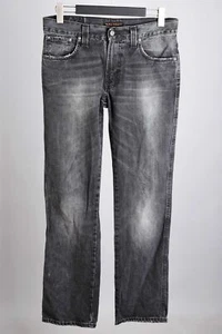 Pantalones de mezclilla Nudie ajustados Jim usados de sarga negra talla L W34 / L34 - Imagen 1 de 9