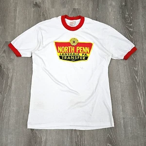 Camiseta vintage años 70 80 N. Penn Transfer Ringer de colección camión sindicato de trabajo EE. UU. XL - Imagen 1 de 13