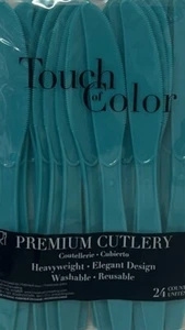 Teal Heavy Duty Plastic Knives 24 Per Pack Teal Tableware Decorations Supplies - Picture 1 of 1