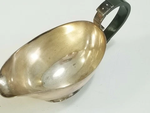 DENMARK STERLING SILVER ART DECO & MALACHITE SAUCE BOAT Cover