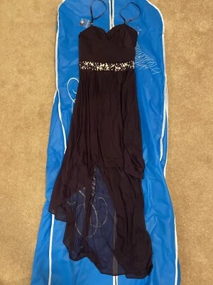 Dark Purple High Low Formal Dress by Hailey Logan Adrianna Papell Size 2 - Image 1 of 2