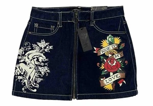 Ed Hardy Denim Minirock Rose Panther XS NEU - Bild 1 von 11
