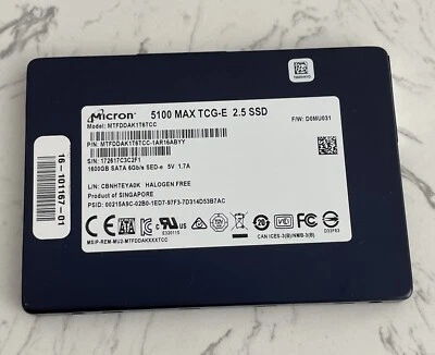 MICRON 1.6TB 5100 MAX TCG-E 2.5 SSD MTFDDAK1T6TCC-1AR16ABYY #M-15 - Image 1 of 2