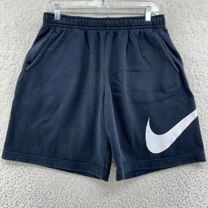 Nike Mens L Black Sweatpants Shorts White Swoosh Logo Drawstring BBall Athletic - Picture 1 of 8