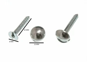Tornillo de espejo y cabeza de cúpula cromada No. Paquete de 8 8 x 32 mm 1 1/4 pulgadas - Imagen 1 de 1