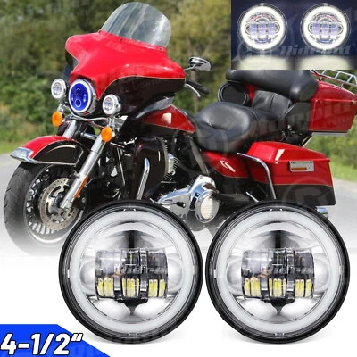 Pair 4.5'' 4-1/2 Inch LED Spot Fog Passing Light For Harley Davidson Motorcycle Foto 1 de 4