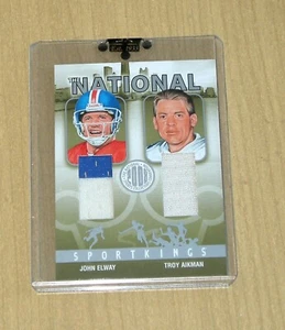 Tarjeta de camiseta 2008 Sportkings John Elway Troy Aikman G-U Convención Nacional 3/9 - Imagen 1 de 2