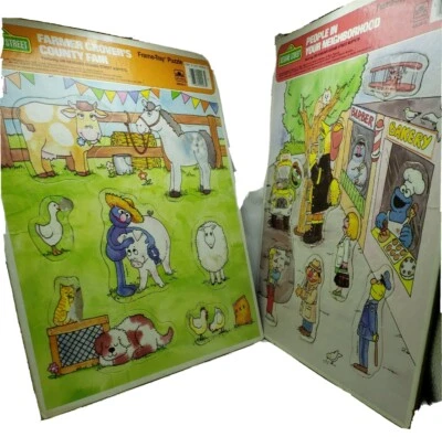 2 Jim Hensons Sesame Street Muppets Frame Tray Puzzles 1988 11" x 14" by Golden  - Image 1 of 4