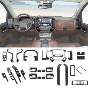 23PCS Carbon Fiber Interior Center Covers Kit For Chevy Silverado GMC Sierra 14+ - Picture 1 of 13