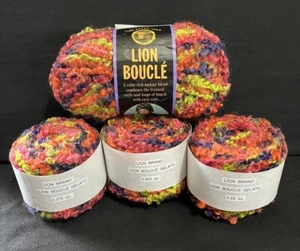 Lion Brand Lion Boucle Yarn GELATO #207 Blue Green Fuchsia Orange Purple - Picture 1 of 6