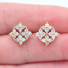 18k Yellow Gold Filled Women Clear Topaz Flower Stud Wedding Earrings Jewelry