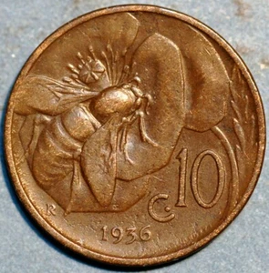 1936 R Italy 10 Centesimi Vittorio Emanuele III  KM# 60 - Picture 1 of 2