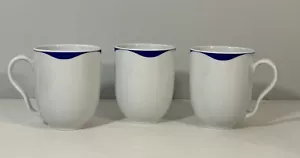 Crate and Barrel Kahla Blue Breeze Blue and White Porcelain Mugs Set of 3 - Picture 1 of 11