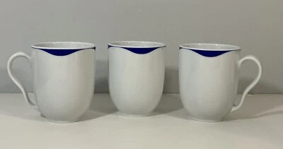 Crate and Barrel Kahla Blue Breeze Blue and White Porcelain Mugs Set of 3 - Image 1 of 4