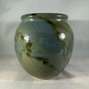 Hand Thrown Pottery Vase Green/Blue Signed Danny “John 10:10” 8” X 8” - Picture 1 of 5
