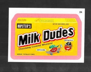 Wacky Packages Serie 8 PINK BORDER PARALLEL STICKER 24 Milk Dudes - Bild 1 von 2