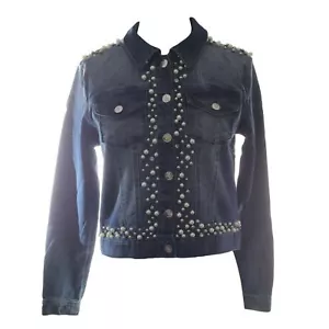 bebe Extravagante Baumwollmischung Dunkelblau Denim Barcelona Jacke Neu Etikett Gr. L - Bild 1 von 8