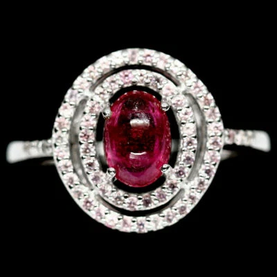 Shola Vero Naturalenaturale Rosso Rubino E Zaffiro Anello Tgl 17,2 Sterling - Immagine 1 di 3