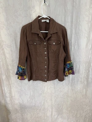 Chaqueta para mujer Normadic Traders bohemia estilo occidental tostada con diseño floral XL Foto 1 de 4