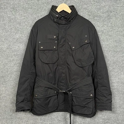 Chaqueta grande Polo by Ralph Lauren para hombre negra con capucha militar con cinturón ribete de cuero Foto 1 de 4