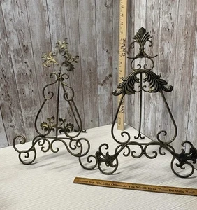 Ornate Metal Folding Easels Holds Plate, Book, Music Stand Set of 2. FREE SHIP - Imagen 1 de 13