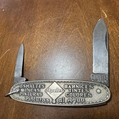 antique german pocket knife metasso solingen advertising Apeles BsAs paints - Image 1 of 4