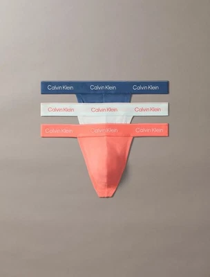 Paquete de 3 tangas Calvin Klein Icon de algodón elástico, para hombre M, coral/gen/azul Foto 1 de 4