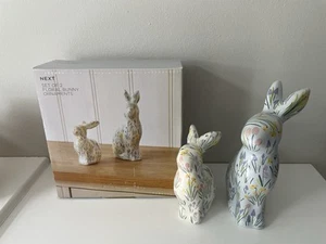 Next Set of Two Floral Bunny Ornaments - BNWT - Picture 1 of 8