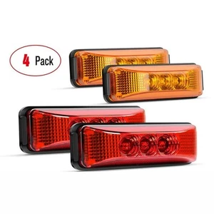 Add Safety and Style with Red Amber 3LED Marker Lights for Vehicles Set of 4 - Picture 1 of 10