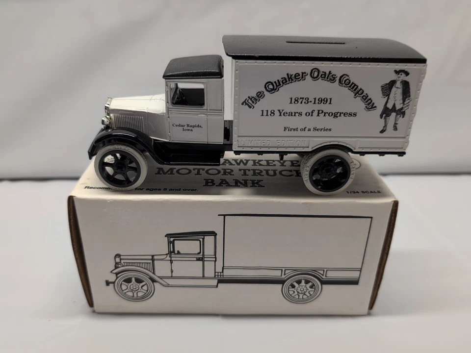 Ertl 1931 Hawkeye Motor Truck Bank 1/34 Quaker Oats 118 años de progreso nuevo en caja  Foto 1 de 4