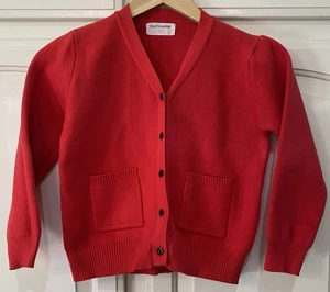 Mud Kingdom Red Knitted Cardigan V Sweater w/ Black Buttons Girls Size 160 Small - Picture 1 of 10