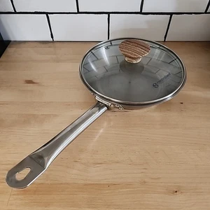 Sartén Winco de acero inoxidable 8" SSFP-8 con tapa de vidrio Masterclass bonita premium - Imagen 1 de 10