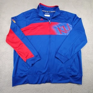 Adidas Kansas Jayhawks Adult XXL Blue Sweatshirt Team Issue Climawarm Full Zip - Picture 1 of 15
