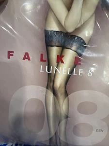 Falke Lunelle 8 Denier Ultra Transparente Brillo Negro 10 1/2 - Mantente arriba - Imagen 1 de 7