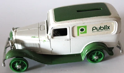 ERTL 1917 FORD MODELO “T” FURGONETA PUBLIX PRODUCIR BANCO DE MONEDAS FUNDIDAS A PRESIÓN Foto 1 de 3