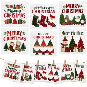 Paños de cocina suecos reutilizables 6 piezas biodegradables con diseño de patrones de Feliz Navidad - Imagen 1 de 23