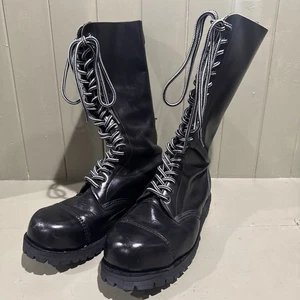 Refurbished VTG Getta Grip Dr Martens Black 20 Eyelet Steel Toe Boots mens 10 - Picture 1 of 16