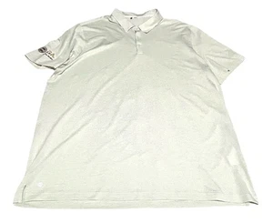adidas Golf Ottoman Stripe Polo Shirt Linen Green XXL PGA Embroidered on Sleeve - Picture 1 of 13