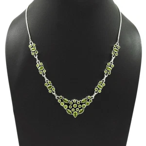 Peridot Gemstone Sister Artisan Statement Necklace Jewelry 925 Sterling Silver - Picture 1 of 5
