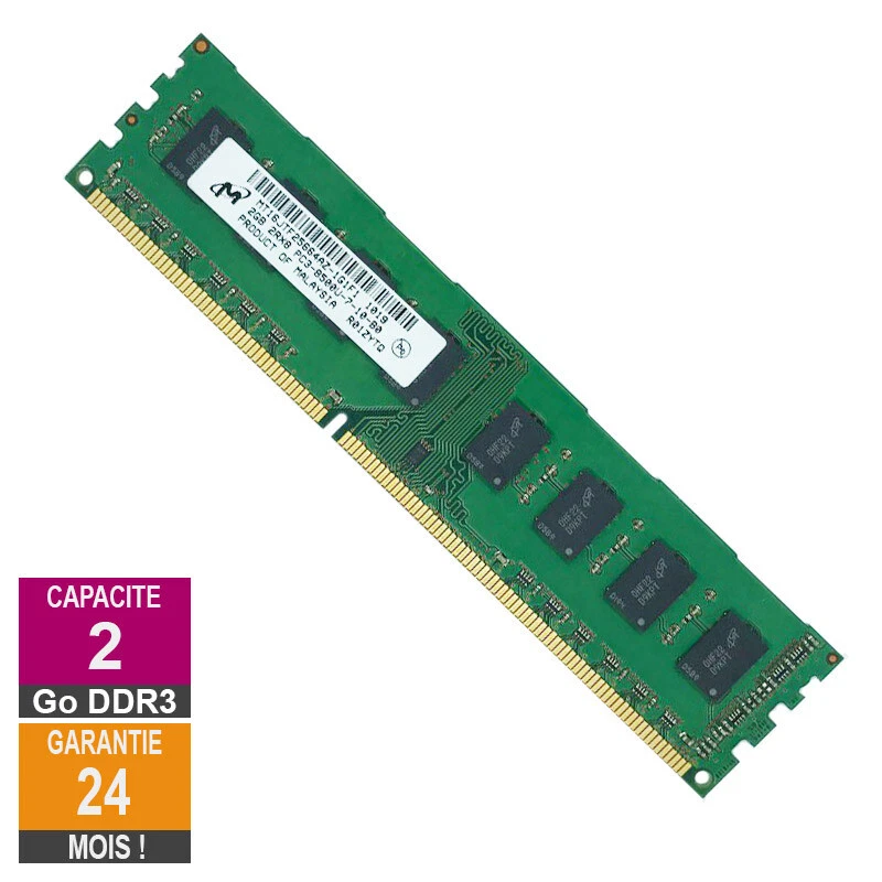 Barrette Mémoire 2Go RAM DDR3 Micron MT16JTF25664AZ-1G1F1 DIMM PC3-8500U - Photo 1/1