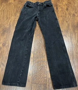 Wrangler Jeans Boys Sz 16 R Adjustable Waist 1013MWBBK Black Denim 100% Cotton - Picture 1 of 10