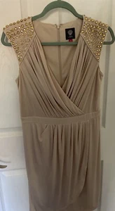 Vince Camuto champagne/gold embellished cocktail dress - Size 8 - Picture 1 of 9