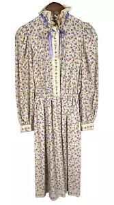 Abito donna vintage Gentillesse' seta floreale taglia piccola midi prateria cottage - Foto 1 di 14
