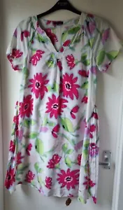 Tommy Hilfiger Women's Oversized Silk Cotton Blend White Floral Dress Size 6 UK - Picture 1 of 8