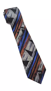 LUCIANO SOPRANI 100% Silk Necktie VTG Italian Designer GEOMETRIC Multicolor EUC - Picture 1 of 4